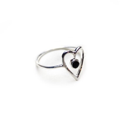 Venus ring ♥ heart onyx silver