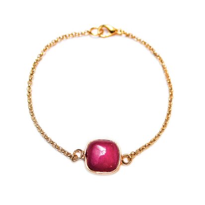 Isabella bracelet ■ square fuchsia gold