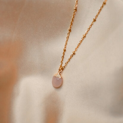 May necklace ♡ pink stone gold