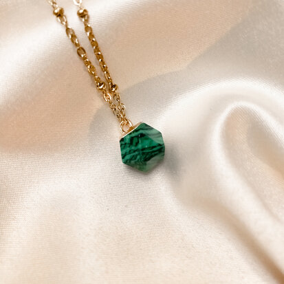 Jade necklace ♡ hexahedron emerald stone gold