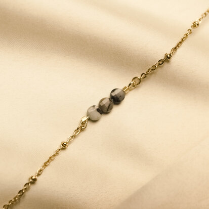 Nora bracelet ♡ natural stone anthracite facets gold