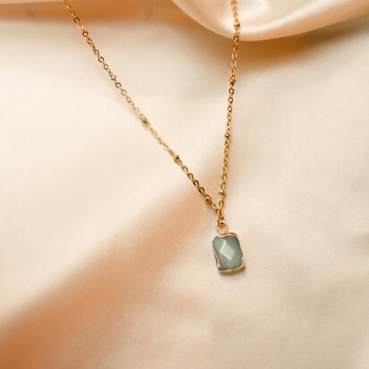 Laura necklace ♡ natural stone green gold