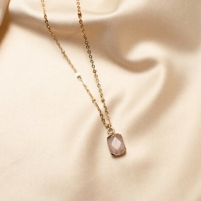 Laura necklace ♡ natural stone pink gold