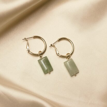 Ruby earrings ♡ natural stone green gold