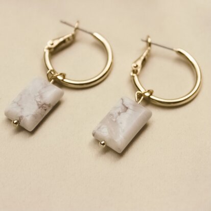 Ruby earrings ♡ natural stone marble gold