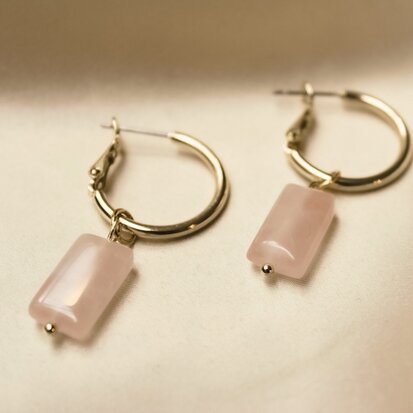 Ruby earrings ♡ natural stone pink gold