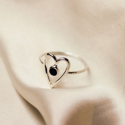 Venus ring ♥ heart onyx silver