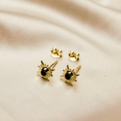 Aurora studs ☀ sun onyx gold