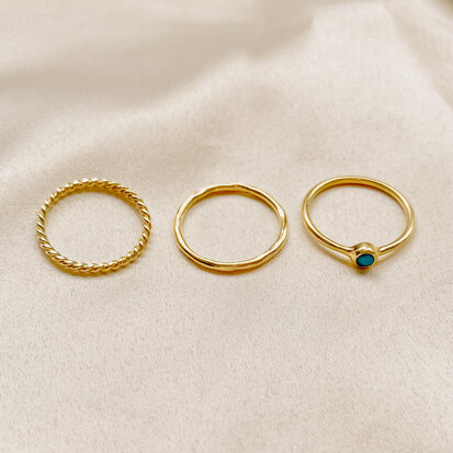 Lucy ring set ♡ turkoois gold 