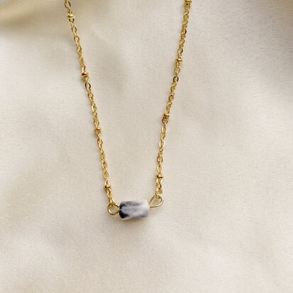 Violet necklace ♡ natural stone blue gold