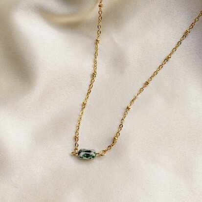 Violet necklace ♡ natural stone green gold