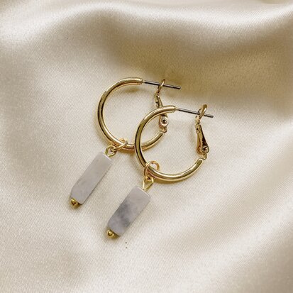 Gemma earrings ♡ natural stone grey gold