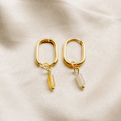 Viola earrings ♡ natural stone yellow gold