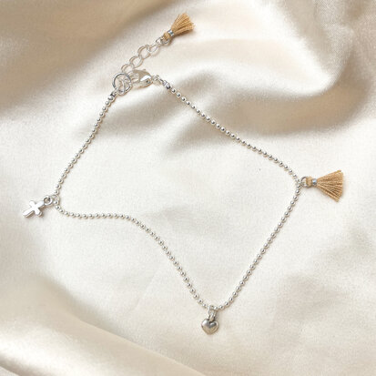 Maeve anklet ♥ beige silver