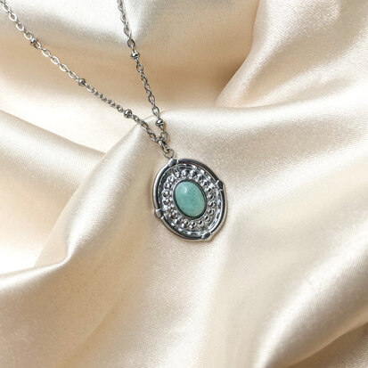 Ida necklace ♡ light green silver 