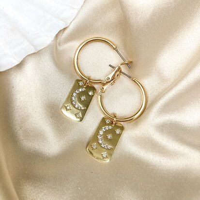 Castor earrings ✩ moon pendant gold
