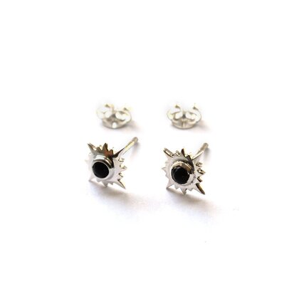 Aurora studs ☀ sun onyx silver