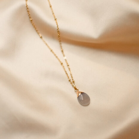 Lynn necklace ♡ taupe stone gold