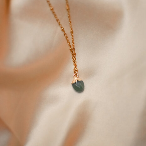 May necklace ♡ green stone gold