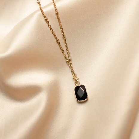 Laura necklace ♡ natural stone black gold