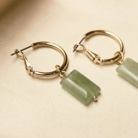 Ruby earrings ♡ natural stone green gold