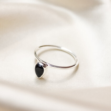 Neptune ring ♆ droplet onyx silver