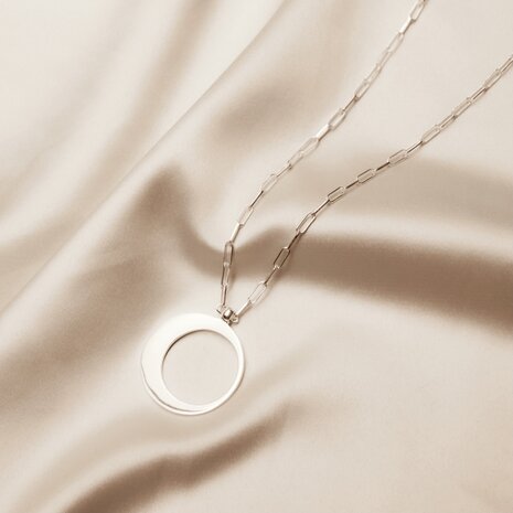 Luna necklace ☽ big moon silver