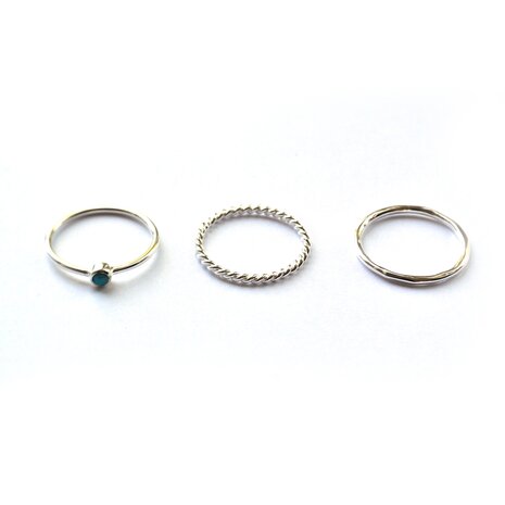 Lucy ring set ♡ turkoois silver