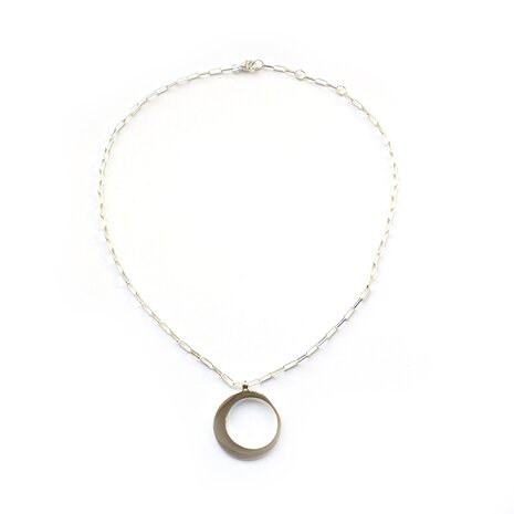 Luna necklace ☽ big moon silver