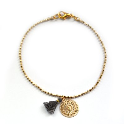 Gold boho tasssel grijs