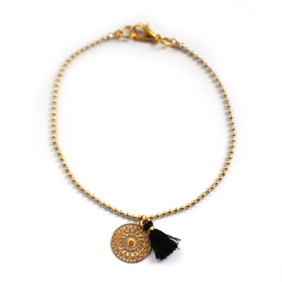 Gold boho tassel zwart
