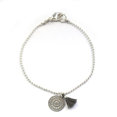 Silver boho tassel grijs