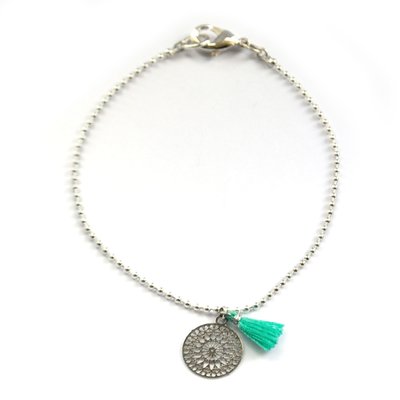 Silver boho tassel turquoise