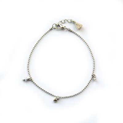 Enkelbandje zilver beige