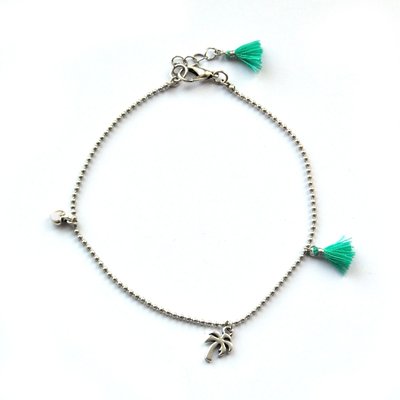 Enkelbandje zilver turquoise