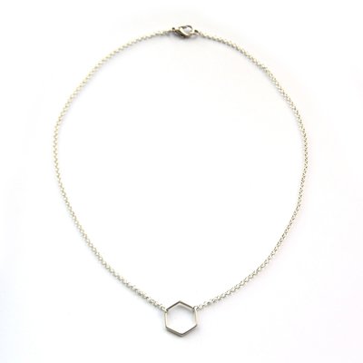 Ketting hexagon zilver (M)