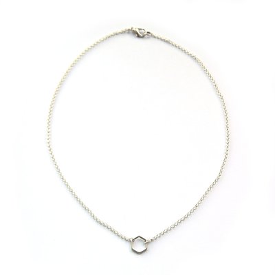 Ketting hexagon zilver (S)
