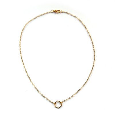 Ketting hexagon goud (S)