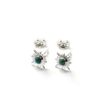 Sun studs turkoois silver