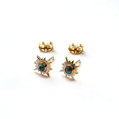 Sun studs turkoois gold