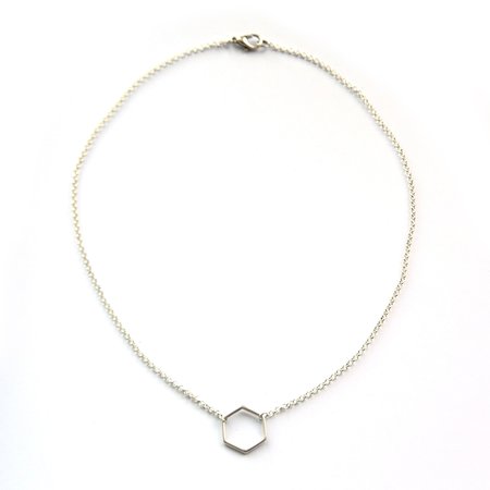 Ketting hexagon zilver (M)