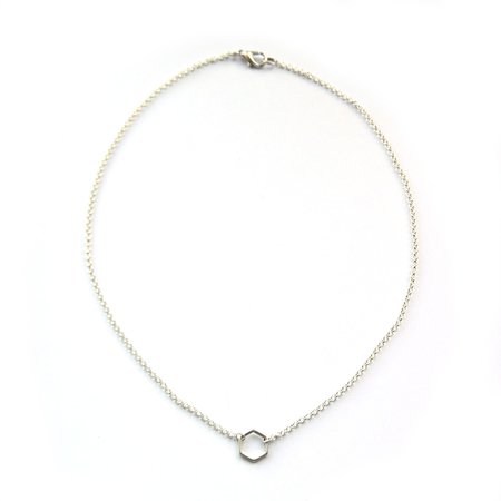 Ketting hexagon zilver (S)