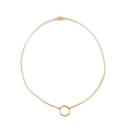 Ketting hexagon goud (M)