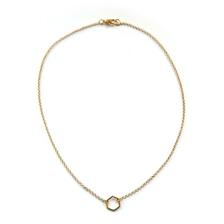 Ketting hexagon goud (S)