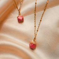 Jade necklace ♡ hexahedron crimson stone gold