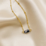 Violet necklace ♡ natural stone black gold