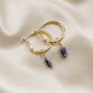 Violet earrings ♡ natural stone blue gold