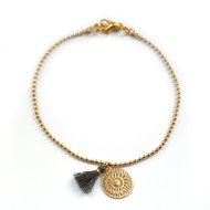 Ava bracelet ♥ mandala & tassel grey gold