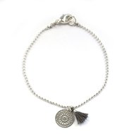 Ava bracelet ♥ mandala & tassel grey silver
