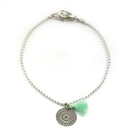 Ava bracelet ♥ mandala & tassel mint silver